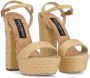 Dolce & Gabbana 145mm Raffia sandalen met plateauzool Beige - Thumbnail 2
