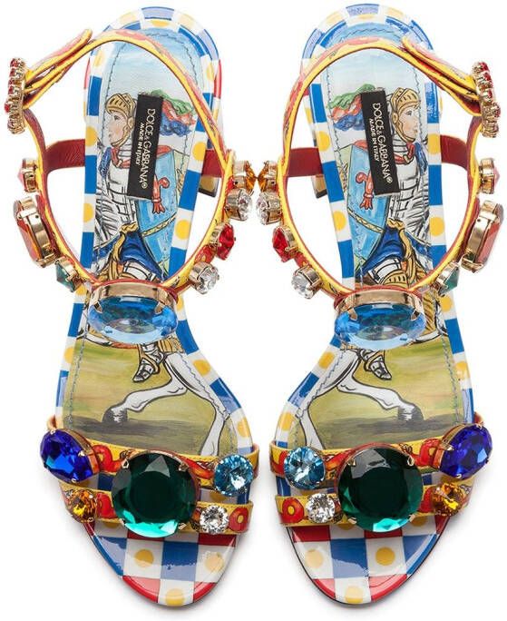 Dolce & Gabbana Leren sandalen met print Blauw