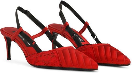 Dolce & Gabbana Satijnen slingback pumps Rood