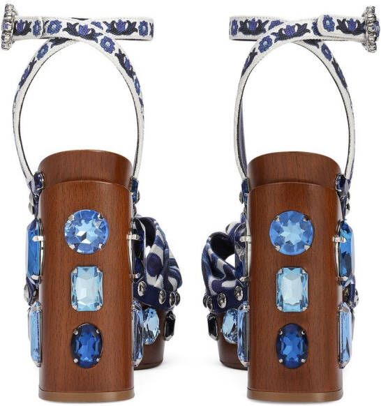 Dolce & Gabbana 90mm sandalen met sleehak en print Blauw