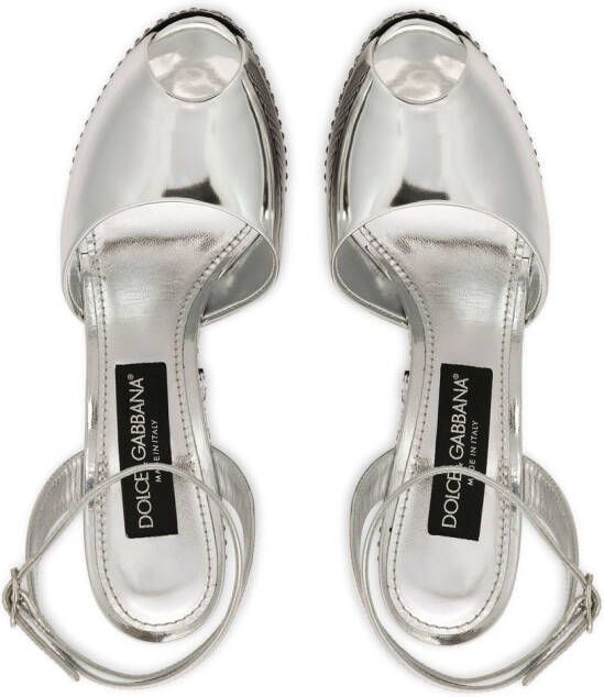 Dolce & Gabbana 150mm sandalen met plateauzool en stras Zilver