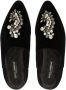 Dolce & Gabbana Fluwelen slippers met broche Zwart - Thumbnail 4