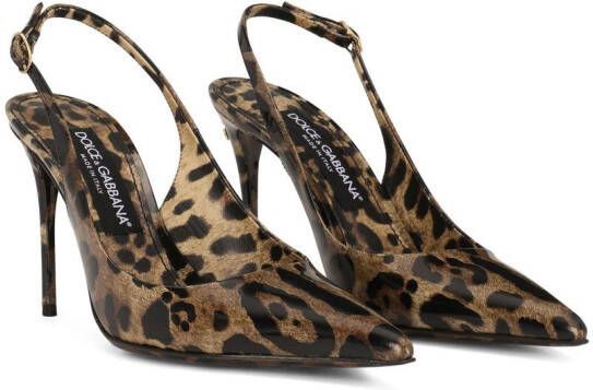 Dolce & Gabbana KIM DOLCE&GABBANA slingback pumps met luipaardprint Bruin