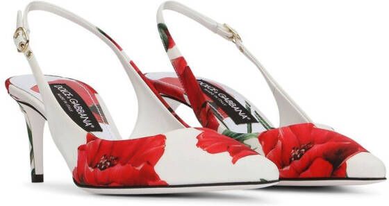 Dolce & Gabbana Slingback pumps met bloemenprint Wit