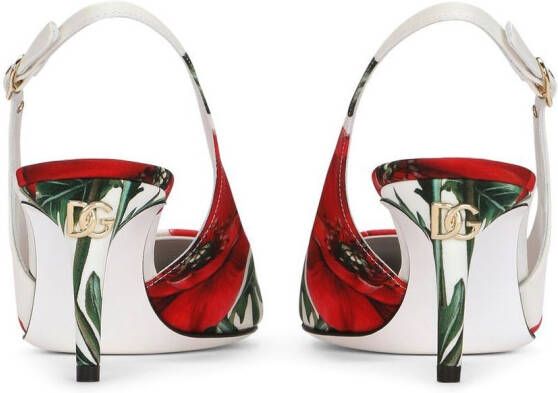 Dolce & Gabbana Slingback pumps met bloemenprint Wit
