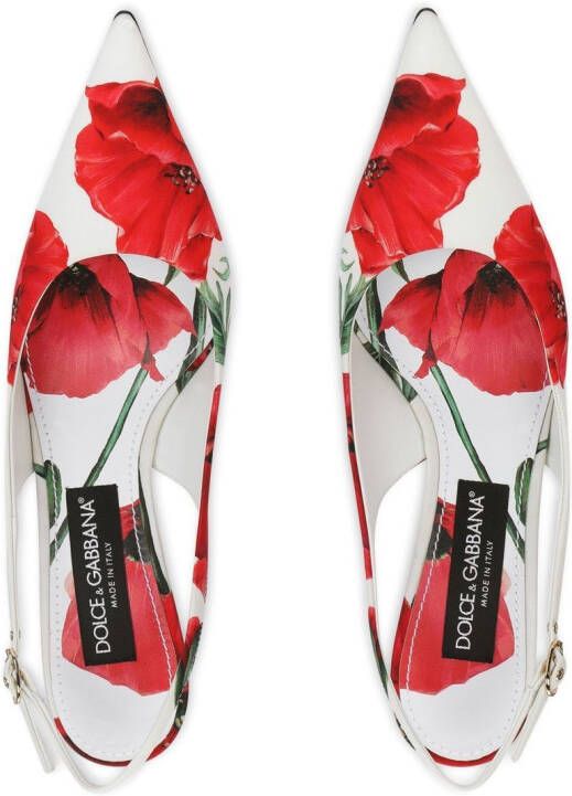 Dolce & Gabbana Slingback pumps met bloemenprint Wit