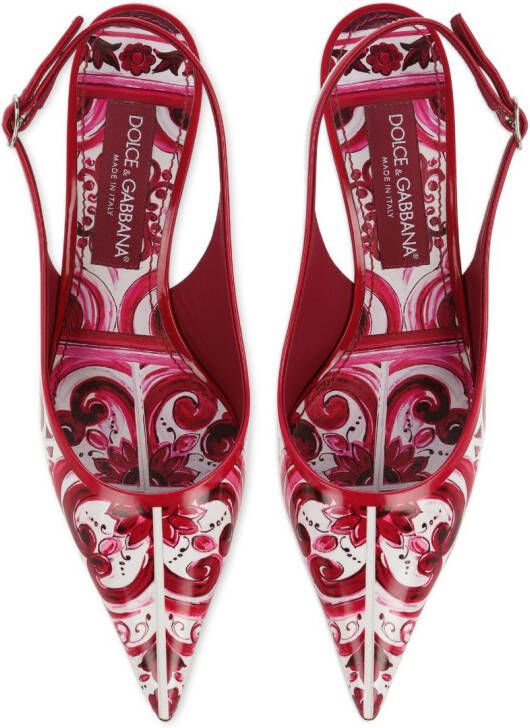 Dolce & Gabbana Slingback pumps met Majolica-print Roze