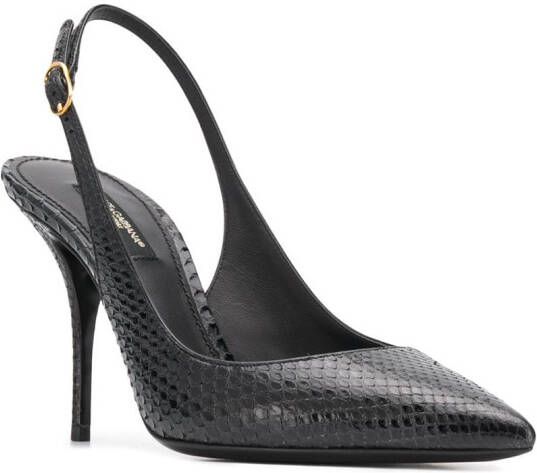 Dolce & Gabbana Slingback pumps met slangenleer-effect Zwart
