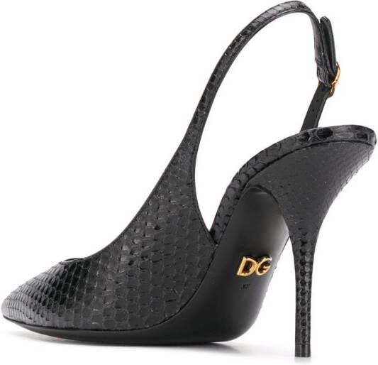 Dolce & Gabbana Slingback pumps met slangenleer-effect Zwart