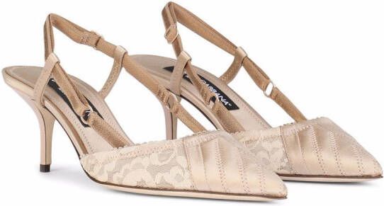 Dolce & Gabbana Satijnen slingback pumps Beige