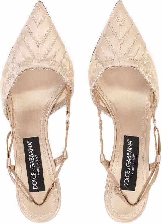 Dolce & Gabbana Satijnen slingback pumps Beige