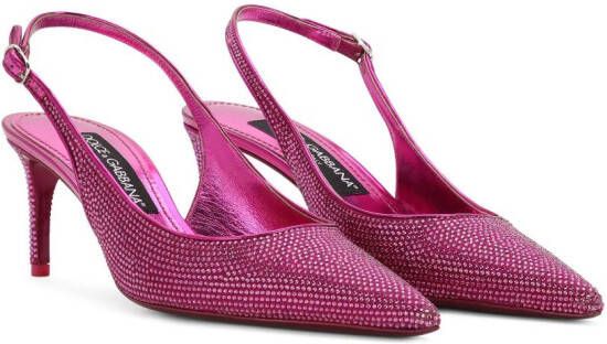 Dolce & Gabbana Slingback pumps verfraaid met stras Roze