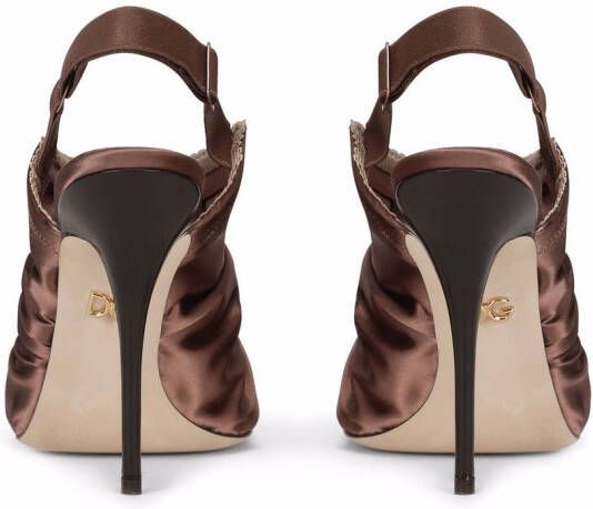 Dolce & Gabbana Slingback sandalen met ruches Bruin