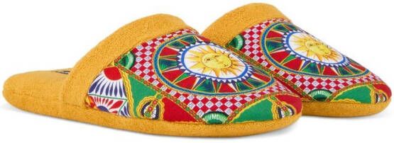 Dolce & Gabbana Slippers met abstracte print Geel