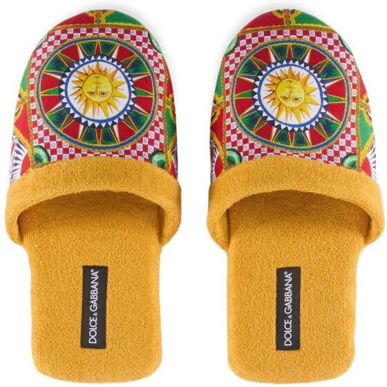 Dolce & Gabbana Slippers met abstracte print Geel