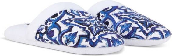 Dolce & Gabbana Slippers met barokprint Wit