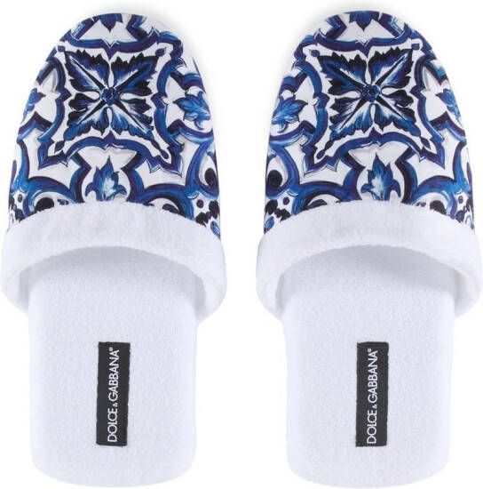 Dolce & Gabbana Slippers met barokprint Wit