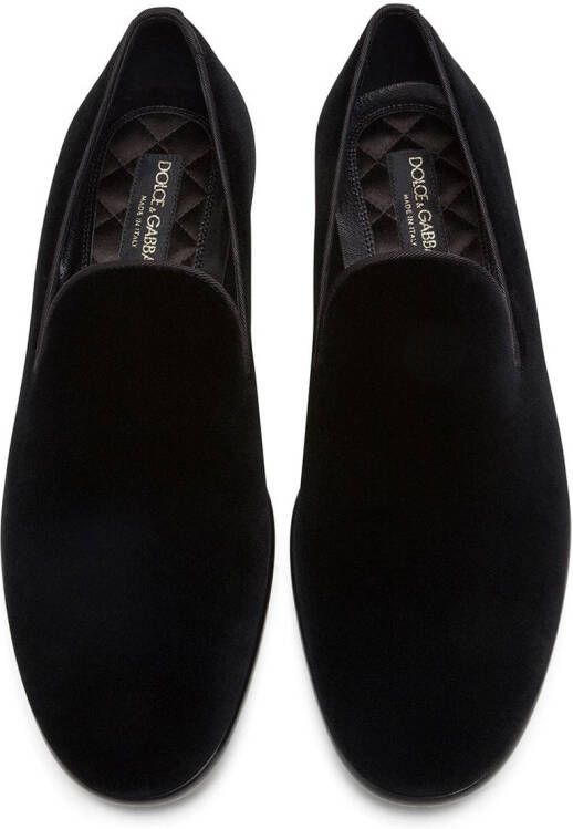 Dolce & Gabbana Fluwelen slippers Zwart