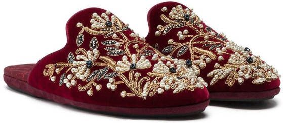 Dolce & Gabbana Slippers met borduurwerk Rood