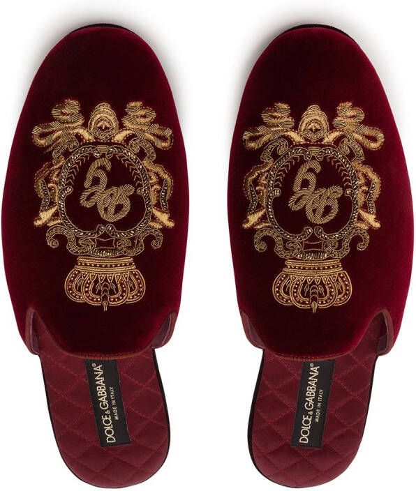 Dolce & Gabbana Slippers met borduurwerk Rood