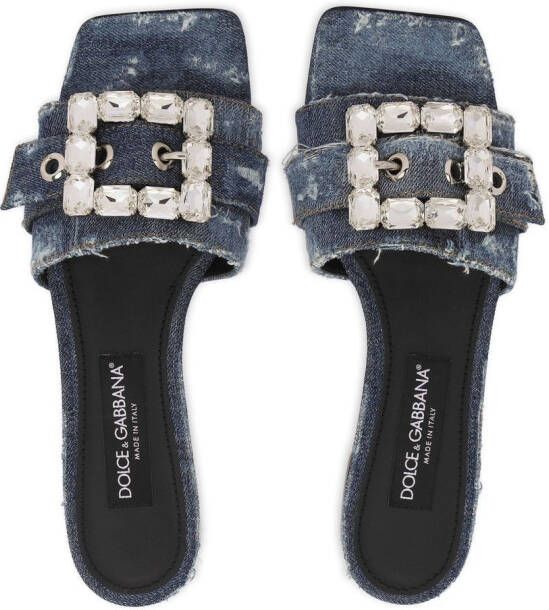 Dolce & Gabbana Sandalen met denim patchwork Blauw