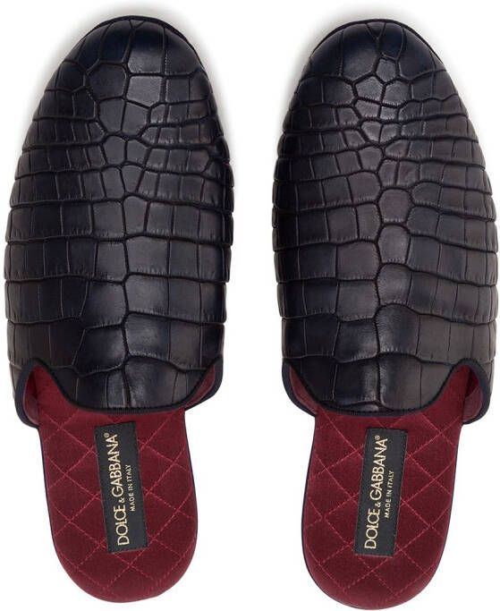 Dolce & Gabbana Slippers met krokodillenleer-effect Blauw