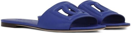 Dolce & Gabbana Leren sandalen met logo Blauw