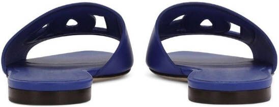 Dolce & Gabbana Leren sandalen met logo Blauw