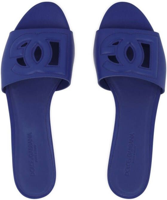 Dolce & Gabbana DG Logo leren slippers Blauw