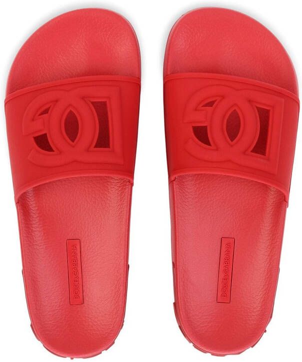 Dolce & Gabbana Slippers met logo-reliëf Rood