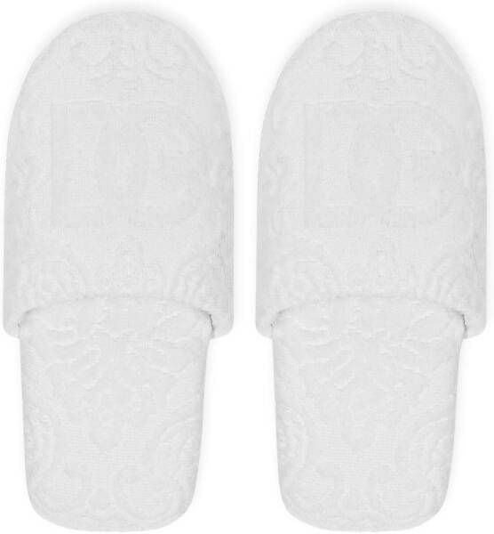 Dolce & Gabbana Katoenen slippers met DG-jacquard Wit