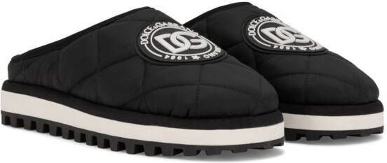 Dolce & Gabbana Slippers met logopatch Zwart
