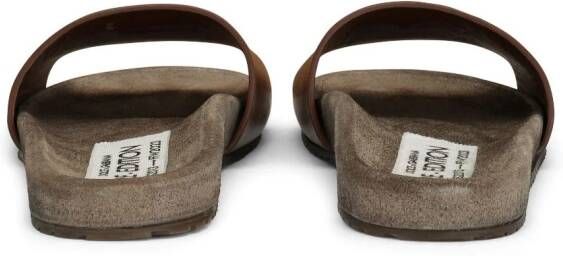 Dolce & Gabbana Leren slippers met logo-applicatie Bruin