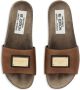 Dolce & Gabbana Leren slippers met logo-applicatie Bruin - Thumbnail 4