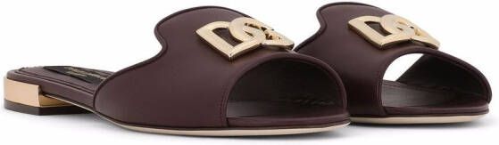 Dolce & Gabbana Leren sandalen met logo Paars