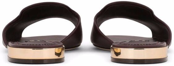Dolce & Gabbana Leren sandalen met logo Paars