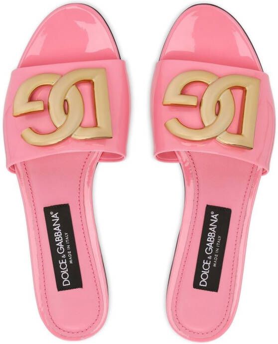 Dolce & Gabbana Lakleren sandalen met logo Roze