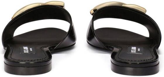 Dolce & Gabbana Leren sandalen met logo Zwart