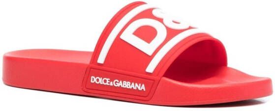 Dolce & Gabbana Slippers met logoprint Rood