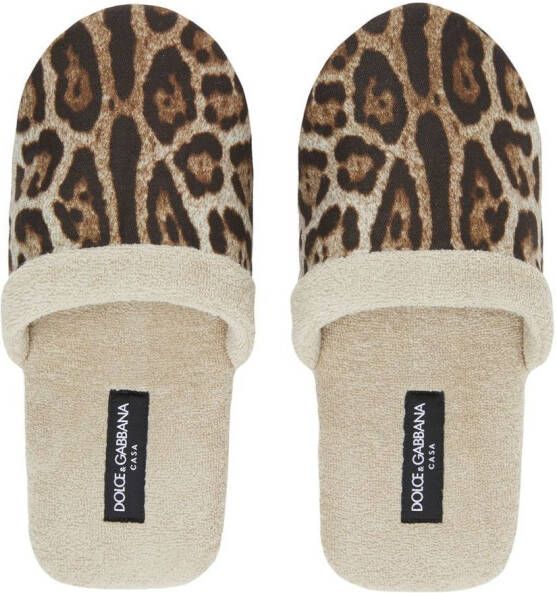 Dolce & Gabbana Slippers met luipaardprint Beige