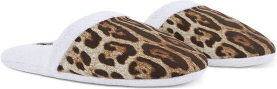 Dolce & Gabbana Slippers met luipaardprint Wit