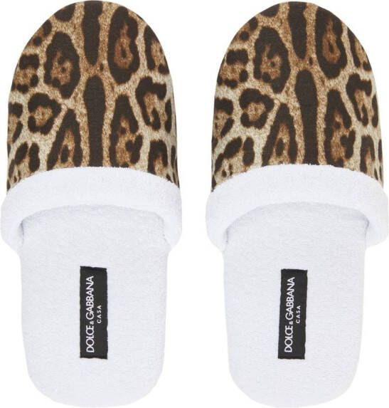 Dolce & Gabbana Slippers met luipaardprint Wit