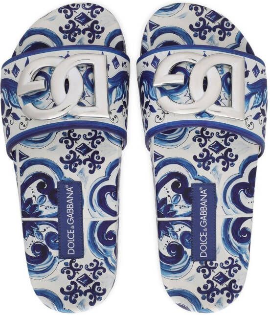 Dolce & Gabbana Leren slippers Blauw