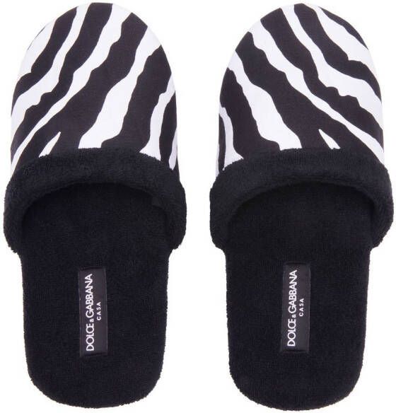 Dolce & Gabbana Slippers met zebraprint Zwart