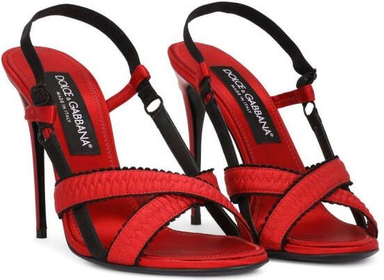 Dolce & Gabbana 105mm sandalen met gekruiste bandjes Rood