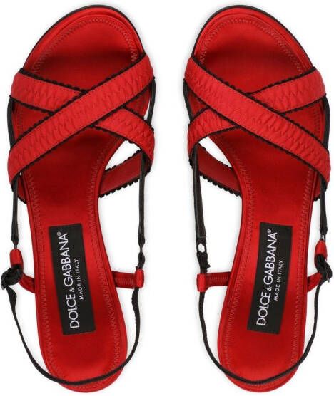 Dolce & Gabbana 105mm sandalen met gekruiste bandjes Rood