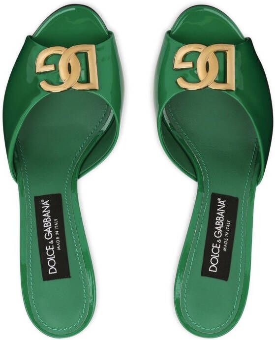 Dolce & Gabbana Lakleren 85mm muiltjes met DG-logo Groen