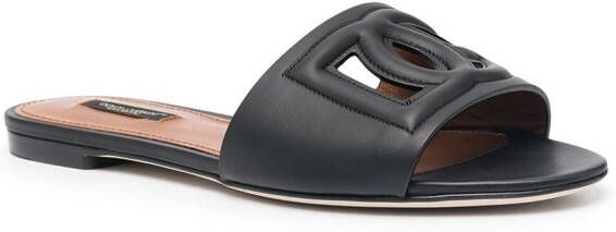 Dolce & Gabbana DG Millennials leren slippers Zwart