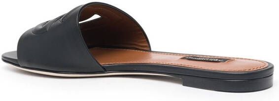 Dolce & Gabbana DG Millennials leren slippers Zwart