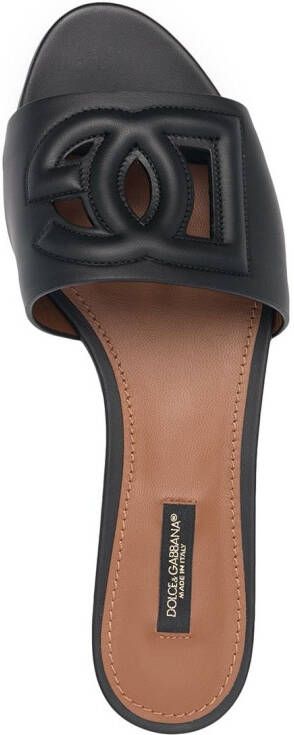 Dolce & Gabbana DG Millennials leren slippers Zwart